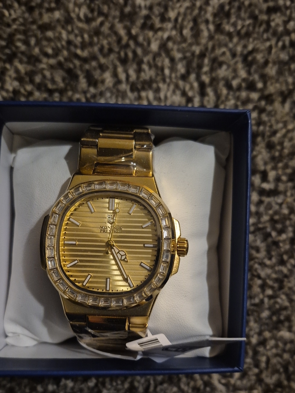 Gold-tone men's Wristwatch with Crystal Bezel